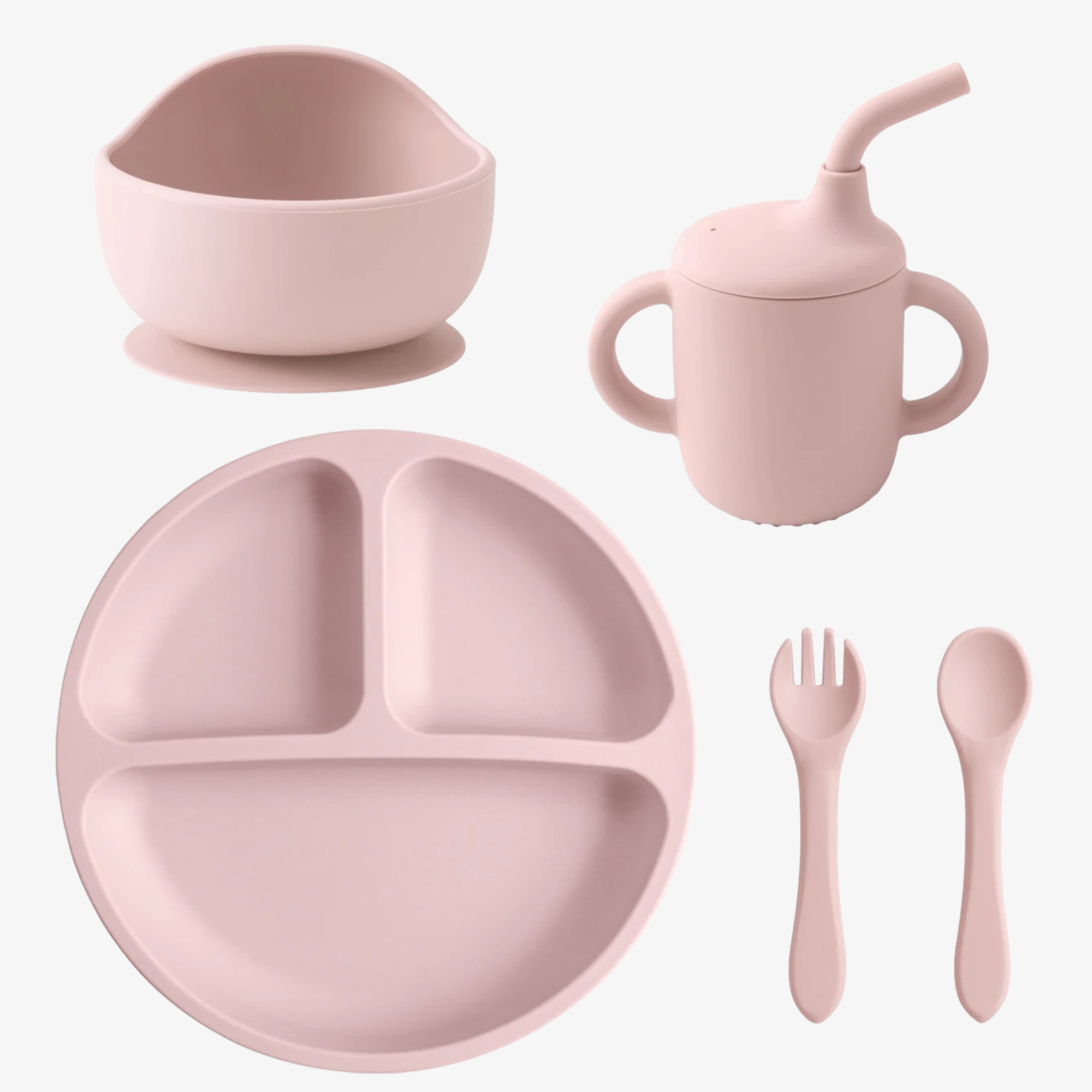 Silicone Baby Feeding Set – Suction Bowl, Plate, Bib & Utensils