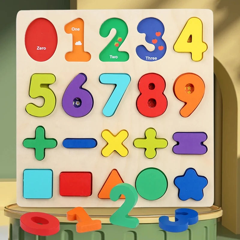 AlphaBright™ Montessori Wooden Puzzle Set (Letters, Numbers & Shapes)