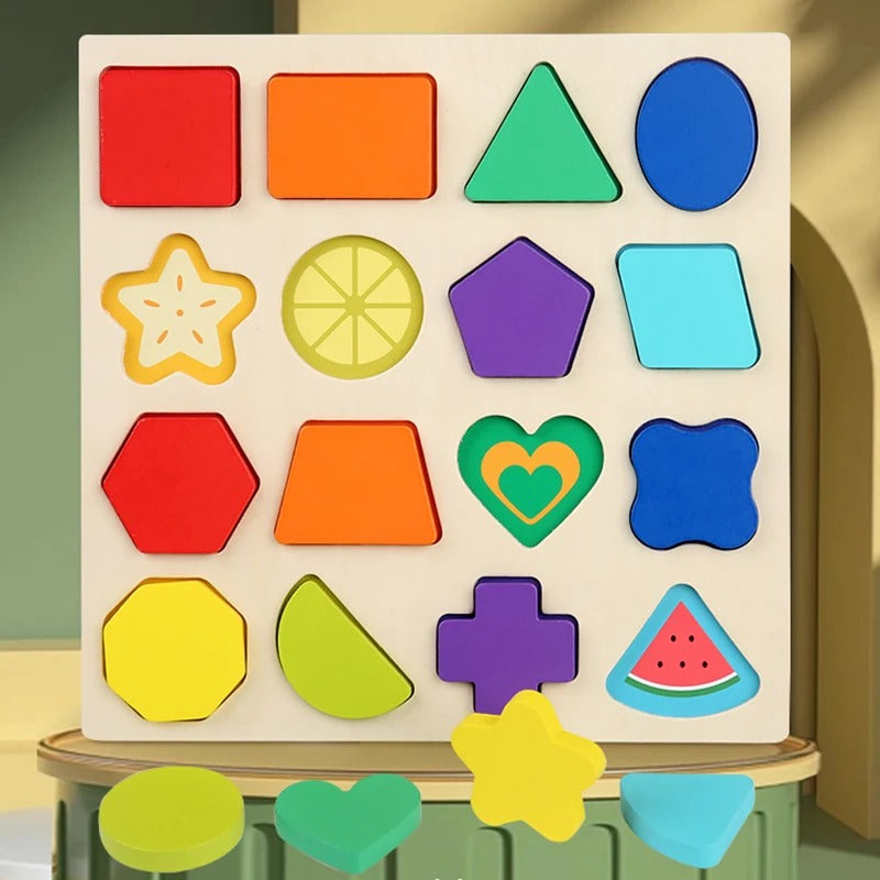 AlphaBright™ Montessori Wooden Puzzle Set (Letters, Numbers & Shapes)