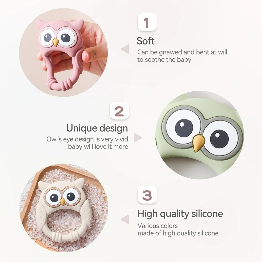 SoothyPals™ Cartoon Silicone Teether Rattle