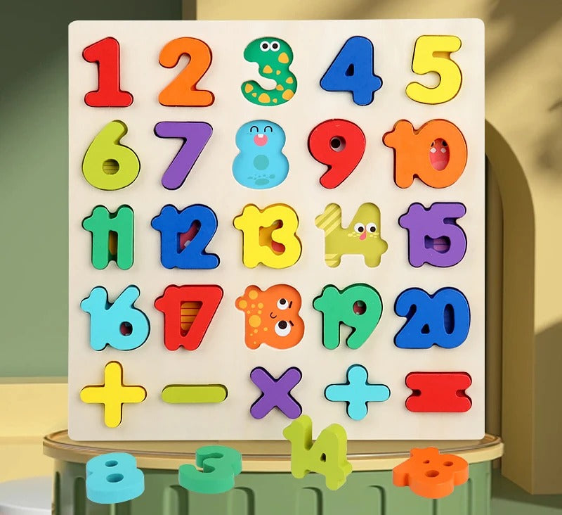 AlphaBright™ Montessori Wooden Puzzle Set (Letters, Numbers & Shapes)