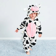 Cute Cartoon Flannel Baby Romper Cow