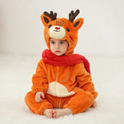 Cute Cartoon Flannel Baby Romper Elk Deer