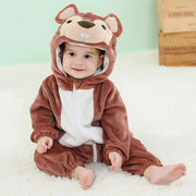 Cute Cartoon Flannel Baby Romper Squirrel