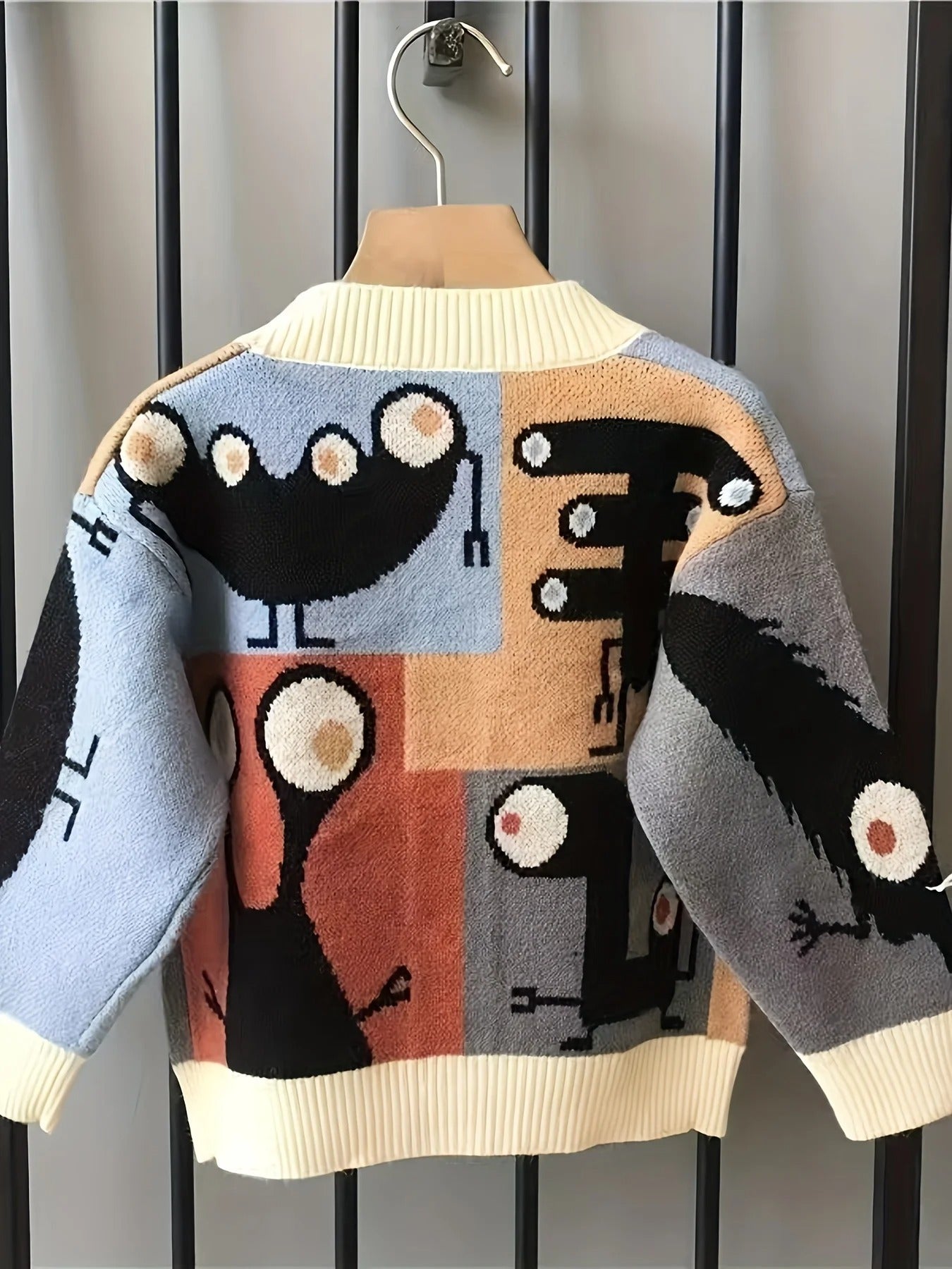 Korean Style Knitted Sweater Jacket for Boys – Cartoon Cardigan for Autumn & Winter