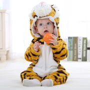 Cute Cartoon Flannel Baby Romper Tiger