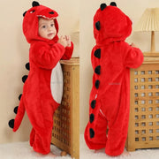 Cute Cartoon Flannel Baby Romper Red Dragon