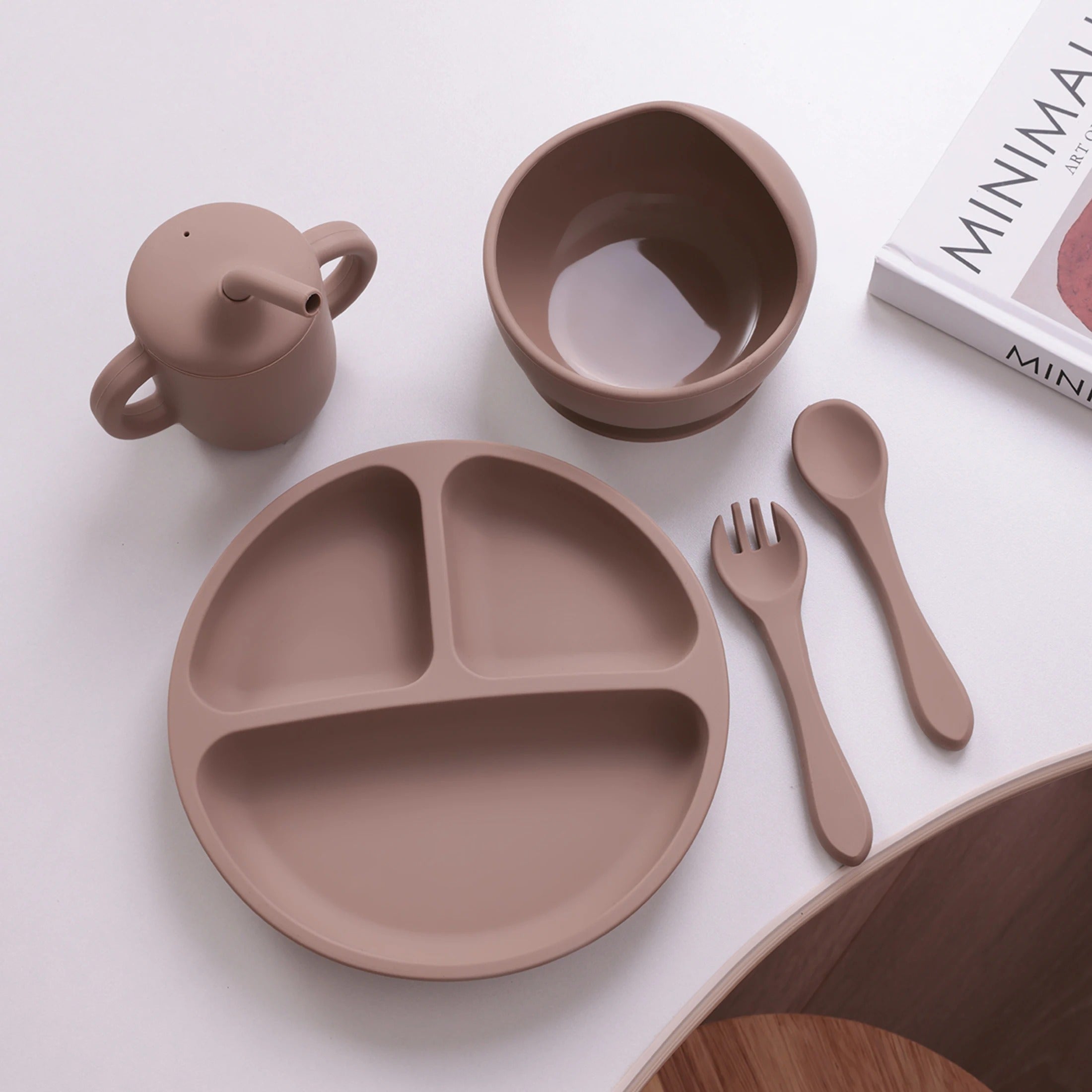 Silicone Baby Feeding Set – Suction Bowl, Plate, Bib & Utensils