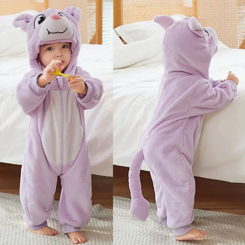 Cute Cartoon Flannel Baby Romper White Unicorn