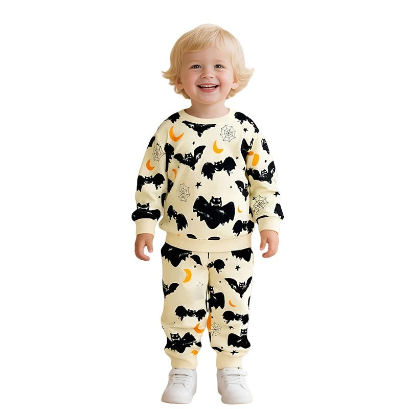 Bats-Themed Boys 2-Piece Outfit – Sweatshirt & Pants Set