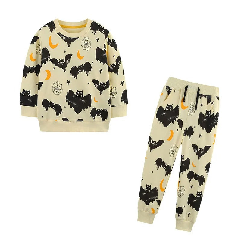Bats-Themed Boys 2-Piece Outfit – Sweatshirt & Pants Set