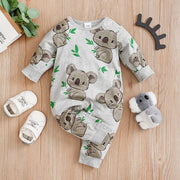 Cute Koala Print Baby Bodysuit – Long Sleeve Cotton Outfit for Boys & Girls