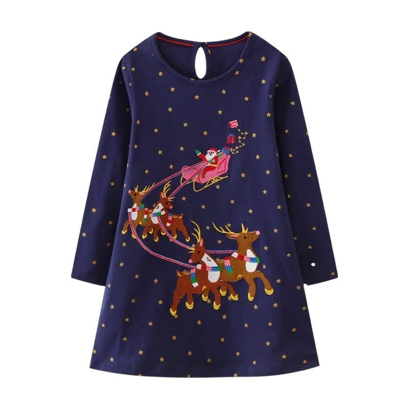 Christmas Princess Dress for Girls – Long Sleeve Party Frock v1
